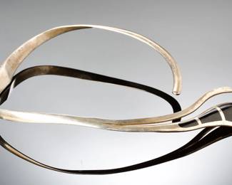 Mexican Modern TL105 Taxco 950 Sterling Silver Hinged Necklace Bracelet Set