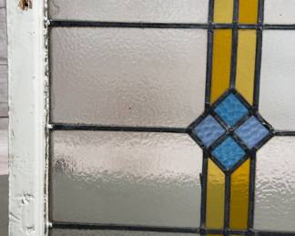 Antique Art Deco / Craftsman Stained Glass Panel Window 24.25"H x 19"W