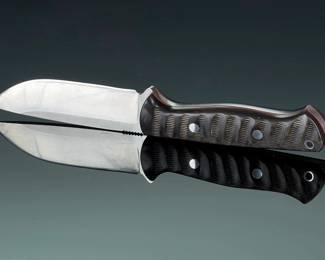 Bark River Knives A-2 Fixed Blade Bushcraft Knife with Leather Sheath