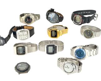Lot of 12 Untested Vintage Watches: Casio, Seiko, Fossil, Swatch, Wenger, More