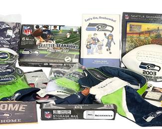 Seattle Seahawks Fan Collectible Lot (19 Pcs) - Memorabilia, Decor, Apparel