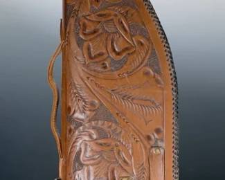 Vintage Tooled Leather Rifle Case - Hecho En Mexico Western Scroll Motif