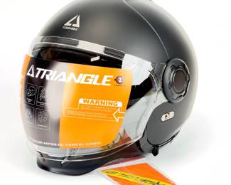 New Triangle OP12A Open Face Motorcycle. HelmetMatte Black Size M DOT Certified