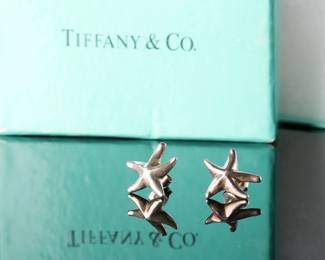 Tiffany & Co Elsa Peretti Sterling Silver Starfish Earrings w/ Box