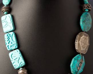 SILPADA Designs Sterling Silver & Turquoise Chunky Statement Necklace 23in