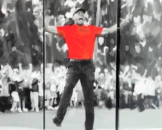 Legendary Wall Art Tiger Woods 3-Piece Canvas Print Celebration Golf Art