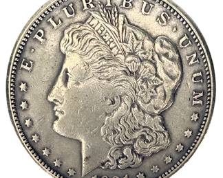 Vintage 1921-S US Morgan Silver Dollar Coin - Circulated Collectible
