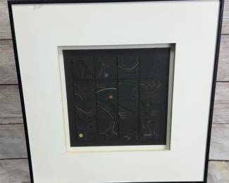 <b>Ted Gall Attributed</b> Abstract Geometric Relief Art, Framed 18.25"