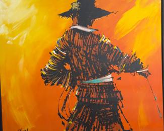 Vintage 1970s Matador Abstract Canvas Painting Signed Candace Decor Art