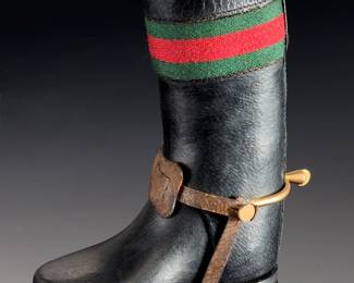 Vintage Gucci Leather Mini Riding Boot Desk Pen Holder Equestrian Accent