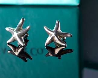 Tiffany & Co Elsa Peretti Sterling Silver Starfish Earrings w/ Box