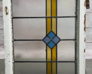 Antique Art Deco / Craftsman Stained Glass Panel Window 24.25"H x 19"W