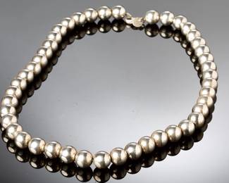 Tiffany & Co. Sterling Silver Classic Bead Necklace, 18" !)MM< $^>%*G