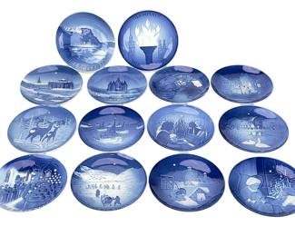 Vintage Danish B&G Bing & Grndahl Christmas & Olympic Porcelain Plates, Lot of 14