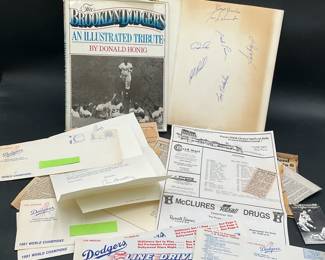 Dodgers Book & Ephemera With Some HOF Autographs