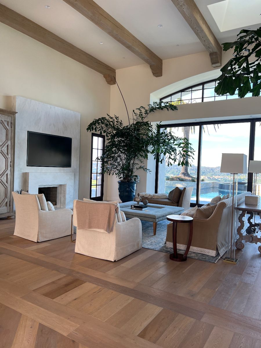 Gorgeous Fur other at this Fairbanks Ranch Home - the items are on the larger size - chairs appx 36” wide - sofa 8’ RH cabinet 11’ high