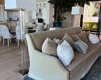 Appx 8’ taupe velvet sofa