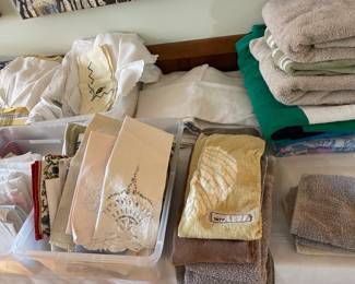 Hand towels (some are vintage and embroidered, towels, napkins (most are vintage, table cloths