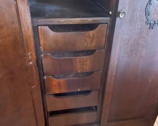 Inside wooden closet