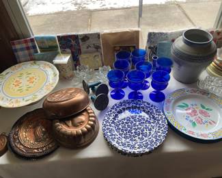 Copper, glassware, napkins