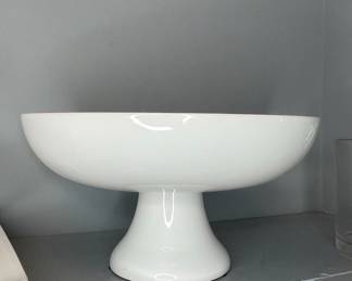Crate  Barrel White Ceramic Pedestal Cake Stand