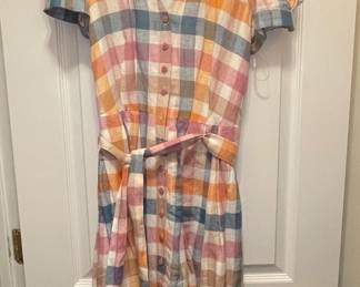 Gal Meets Glam Poppy Gingham Linen Blend Midi Dress second image