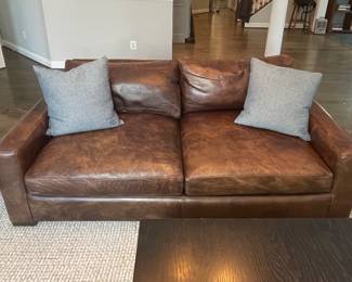Restoration Hardware Maxwell Leather Sofa B