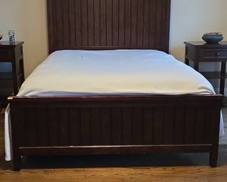 Pottery Barn Dark Wood Beadboard Panel Bed Frame