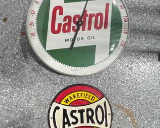 Castrol Motor Oil Wakefield Sign and Thermometer
