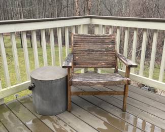 Wood Adirondack Chair and Concrete Cylinder Side Table
