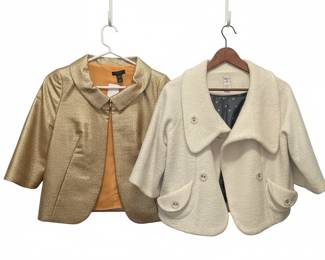 J.Crew Collection Gold Brocade Cropped Jacket  Aqua Tweed Cropped Jacket