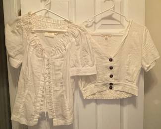 Maeve by Anthropologie White Linen Blend Blouse and L.A. Hearts White Cropped Top