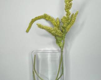 Faux Amaranthus Spray in Square Glass Vase