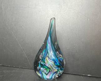 Toby Blome Art Glass Teardrop Sculpture