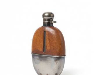 Silver Plated Leather Hip Flask
