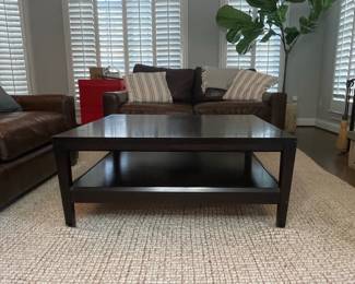 Dark Wood Square Coffee Table with Lower Shelf second image