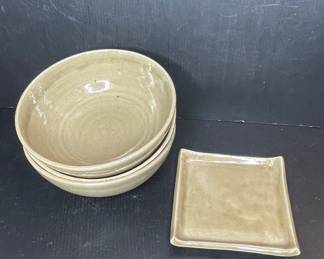 Stoneware Bowls and Plate