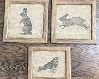 Framed Bird Egg and Animal Silhouette Art Prints on Linen third image