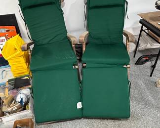 Teak Chaise Lounge Pair with Cushions