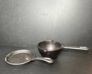 Vintage Lodge Cast Iron Melting Pot and Skillet Set