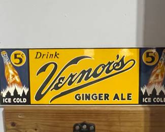 Drink Vernors Ginger Vtg Metal Sign