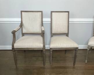 Restoration Hardware French Louis XVI Style Armchair and Side Chair
