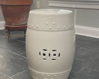 White Ceramic Ming Dynasty Style Garden Stool