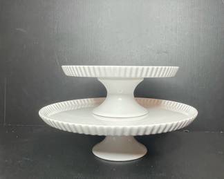 Crate  Barrel White Ceramic Tiered Cake Stand second image