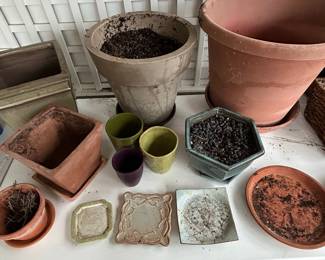 Assorted Ceramic and Terracotta Planters and Saucers