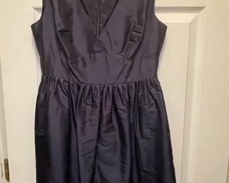 J. Crew Navy Silk Blend VNeck Fit and Flare Dress second image