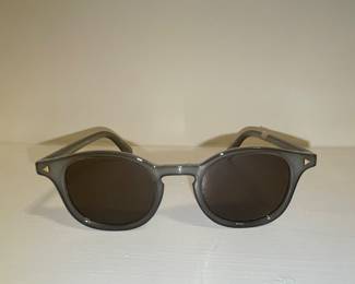 Grey Acetate Sunglasses with GoldTone Triangle Detail