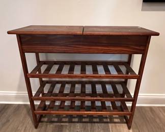 Mission Style Wooden Shoe Rack with Drawer