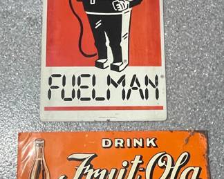 FruitOla Beverages Tin Sign, FUEL MAN Robot Tin Sign
