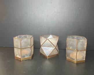 Capiz Shell Geometric Votive Holders